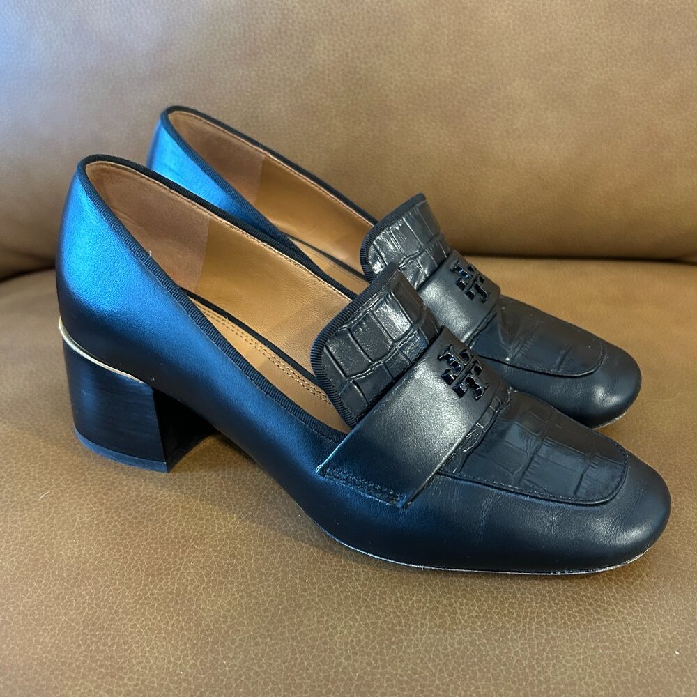 [7.5] Tory Burch Everly Black Heeled Loafers